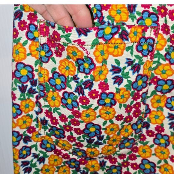 Marni Pop Garden Floral Print Wide Leg Crop Jeans White Multicolor Size 42 US 6 - Picture 6 of 12
